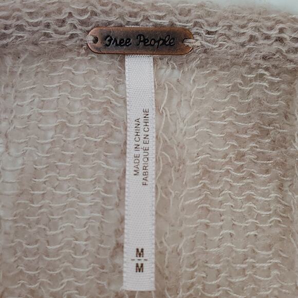 Free People SZ M Angel Pointelle-Knit Sweater Frappucino Combo OB1072402 - Picture 5 of 9